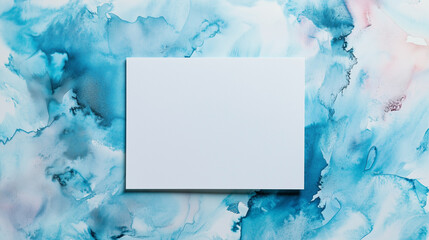 Fototapeta premium Abstract Watercolor Blue Background With Blank Canvas Artistic Design Template