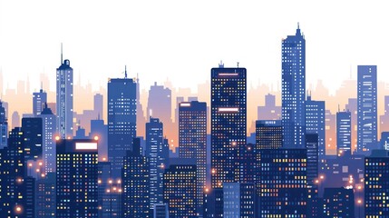 Obraz premium Skyscrapers cityscape architecture illustration.