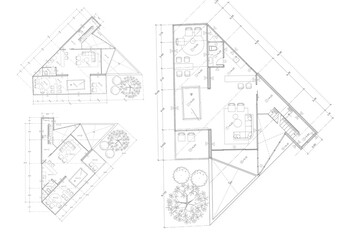 Fototapeta premium Floor plan designed building on the drawing.