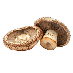 Two Brown Mushrooms Isolated on Black