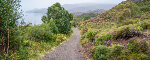 Walking on An Aird footpath, Shieldaig, Scotland