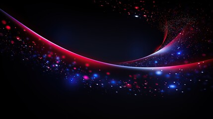 Obraz premium Abstract glowing red and blue lines with sparkle effect on black background