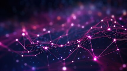 Obraz premium Abstract Network Connection with Glowing Pink and Purple Dots