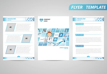 Medical Flyer Template Brochure Modern A4 Design with empty space for photo. Suitable for corporate annual report and prospectus