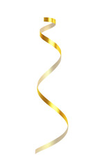 Golden serpentine ribbon isolated white background. Vector illustration