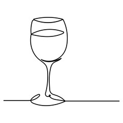 Cocktail-drink single line art, continuous one line drawing of  Isolated outline vector icon