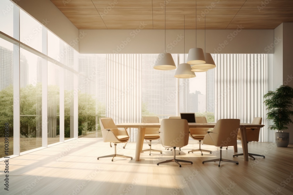 Poster Modern meeting room interior window chair furniture.