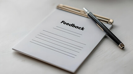 Naklejka premium Clipboard with feedback form and pen 