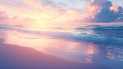 Serene Sunset Over Calm Ocean Waves