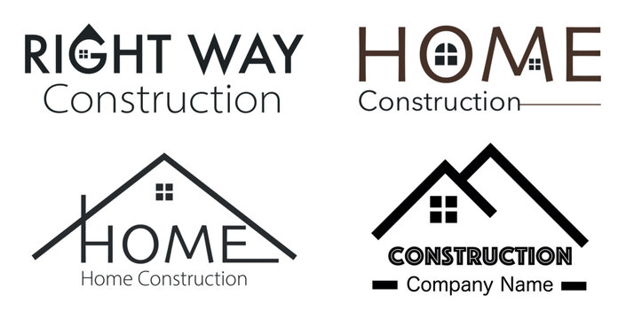 Real Estate vector logo design template. House abstract concept icon. Vector illustration. 4 Logos for House Construction. Business Idea.