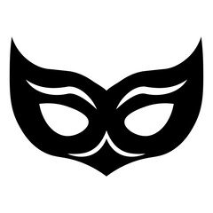 Black and White Halloween Mask. Isolated Silhouette on White Background.