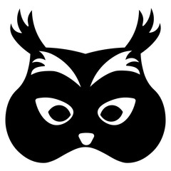 Black and White Halloween Mask. Isolated Silhouette on White Background.