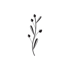 Floral Branch and Minimalist Flowers for Logo or Tattoo
