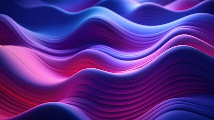Fototapeta premium Abstract digital art with pink, purple, and blue waves. 3D rendering, glowing vibrant colors. Graphic design and tech background.