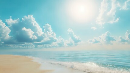 Obraz premium sea with beach and sky view in summer. Creative banner. Copyspace image 