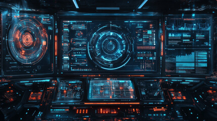 Fototapeta premium HUD elements mega set pack featuring a dashboard display for virtual reality technology screens. Futuristic user interface