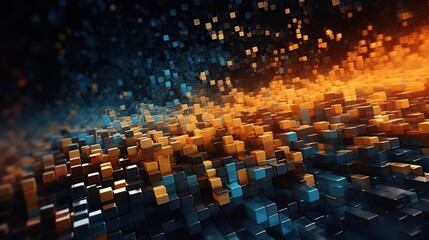Fototapeta premium Abstract 3D digital art of a colorful field of cubes