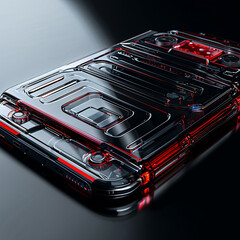 Naklejka premium black and red technology phone wallpaper ultrarealistic