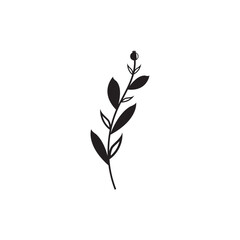 Floral Branch and Minimalist Flowers for Logo or Tattoo