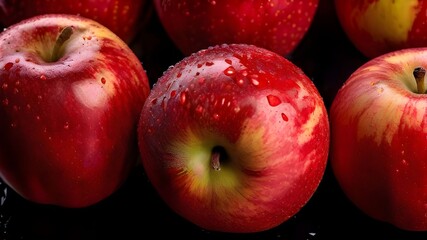 red apples on a black background