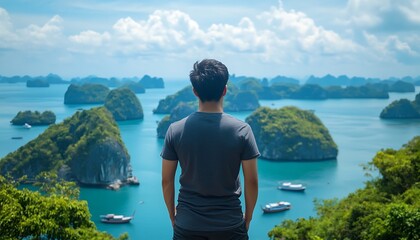 Fototapeta premium A Lone Figure Admiring the Archipelago
