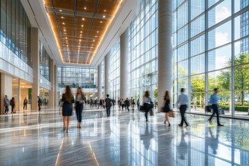 Modern Sustainable Business Center Professionals On The Move In a Green City Downtown Office