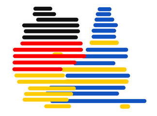 map of Germany creative and Europe, the European Union, rounded lines striped 