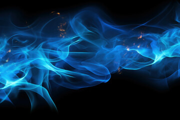 Fototapeta premium Bright Blue Flames on Black Background