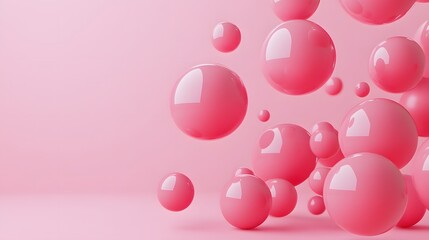 Abstraction for advertising. Pink balls on a pink background. 3d rendering illustration. 