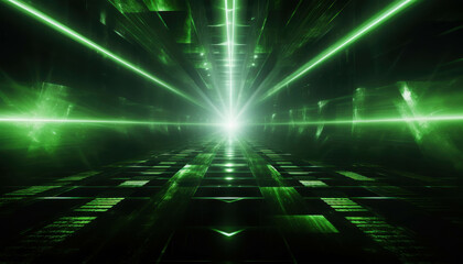 Bright Green Laser Beams in Intricate Pattern