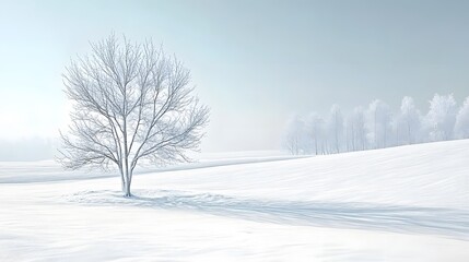 Fototapeta premium Solitary Bare Tree in a Snowy Landscape.