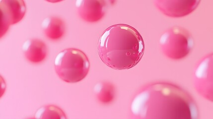 Abstraction for advertising. Pink balls on a pink background. 3d rendering illustration. 