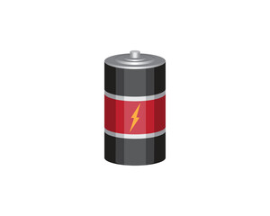 vector design of a red and black cube-shaped battery which is useful for increasing the energy or power of an electronic object