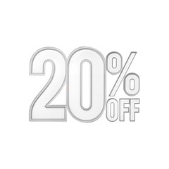 3d 20% off lettering on transparent png background. Sale, discount. 20% off discount on red background. Sale. Banner 20% off. 