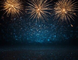 Obraz premium Golden fireworks and sparkles