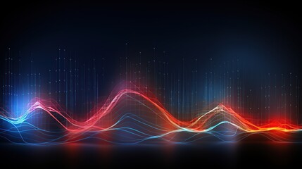 Abstract Landscape with Neon Lights in Red and Blue Colors