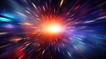 Fototapeta premium Abstract Space Warp Effect with Light Streaks and Glowing Stars