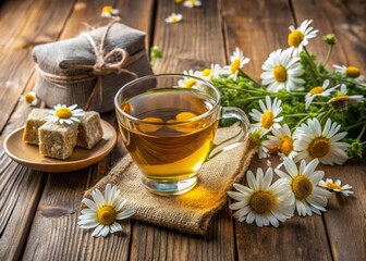Close-Up View of Chamomile Tea and Natural Elements