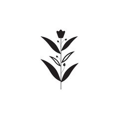 Floral Branch and Minimalist Flowers for Logo or Tattoo