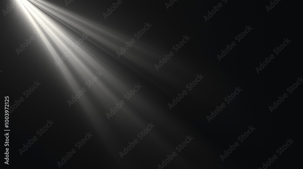 Wall mural bright light shines through a dark background, creating a striking diagonal composition with intense