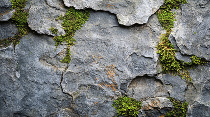 Obraz premium Weathered Stone with Moss Texture - Rustic Background with Copy Space for Design Concepts