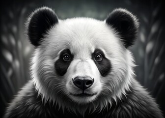 Fototapeta premium Intricate Black and White Panda Graphic Design
