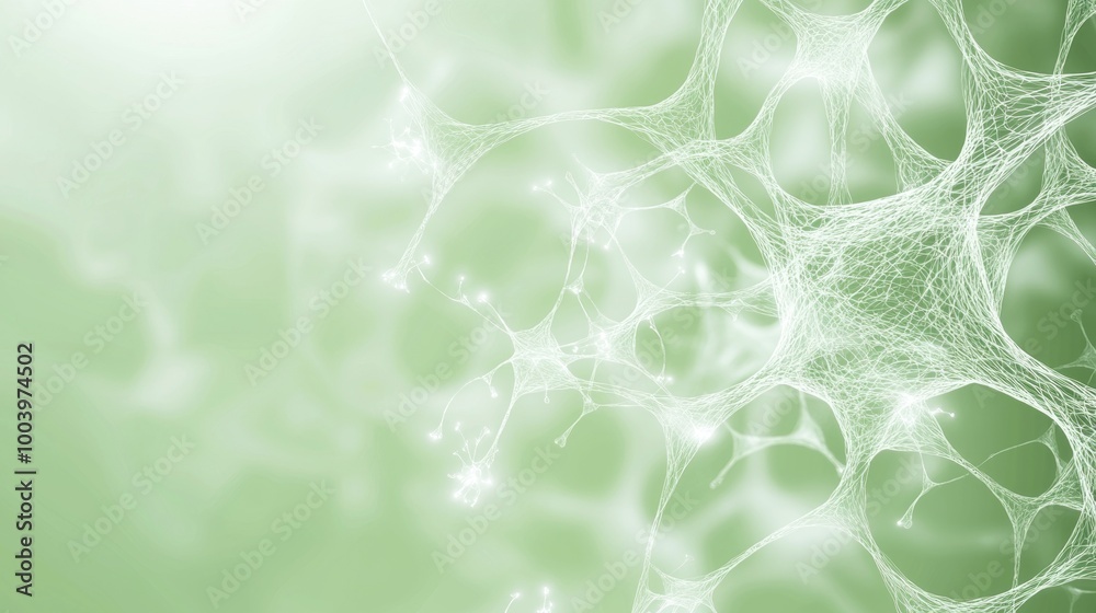 Poster abstract green neural network representing a connection between brain cells transferring information
