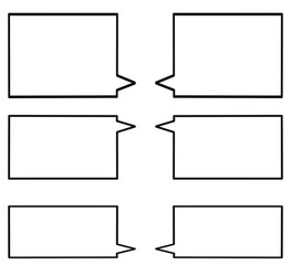 長方形のふきだしセット 横長 白黒