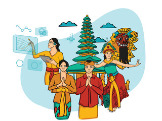 Obraz premium Bali traditional culture and technology
