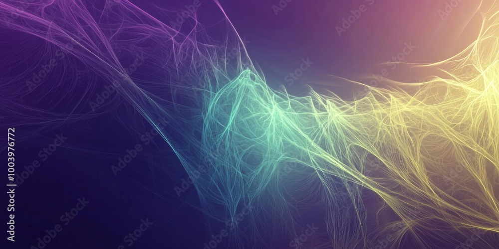 Poster abstract background with flowing lines and particles, creating a sense of movement and energy with a