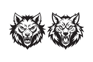 Angry Wolf Head Silhouette Vector Illustration