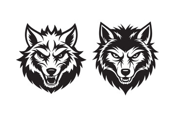 Angry Wolf Head Silhouette Vector Illustration