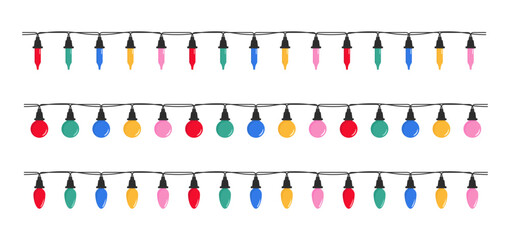 Christmas color lights isolated on white background