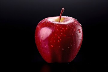 red apple on black background